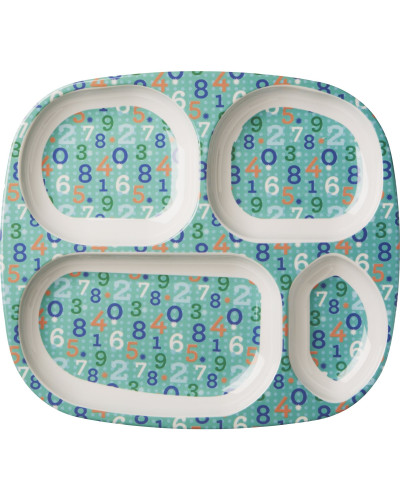 Kids 4 Room Melamine Plate with Retro Numbers Print 