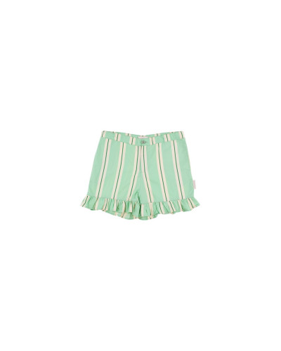 ‘Retro stripes ’ Frills shorts emerald/cream