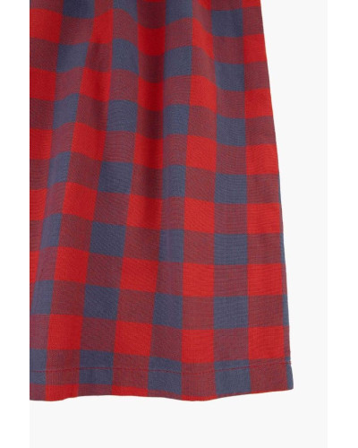 SMALL CHECK "CAT" BRACES LONG SKIRT BURGUNDY/DARK LILAC