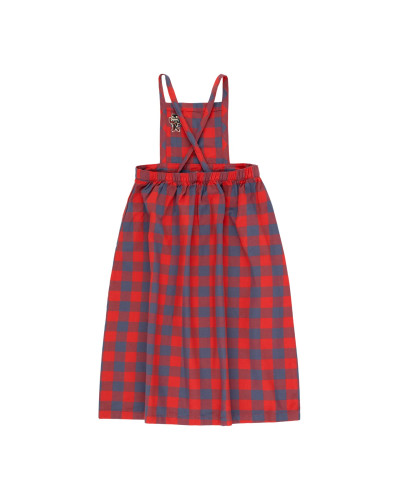 SMALL CHECK "CAT" BRACES LONG SKIRT BURGUNDY/DARK LILAC