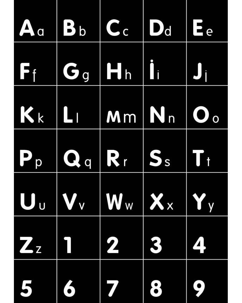Alphabet/number wall decal black