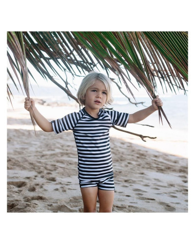 "Black and White Stripes"  UV swim tee