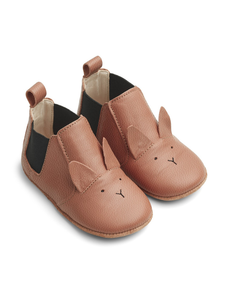 Edith leather slippers - Rabbit tuscany rose