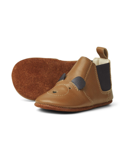 Edith leather slippers - Mr bear mustard