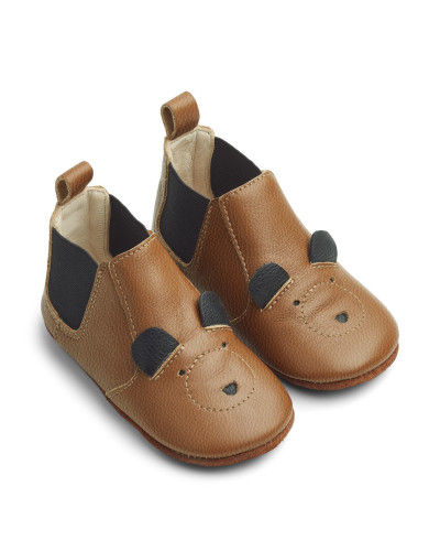 Edith leather slippers - Mr bear mustard