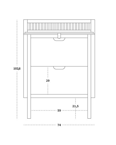 Sebra Changing Table with drawers in grey