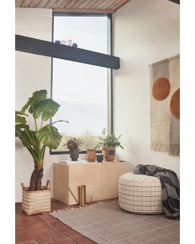 Grid rug carame/offwhite