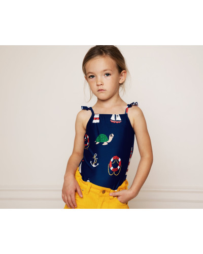Turtle Float UV Swimsuit With Skirt