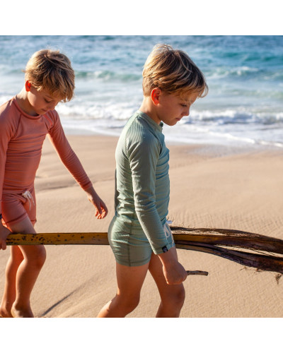 Clay ribbed long sleeved tee