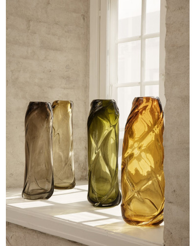 Water swirl vase tall - moss green
