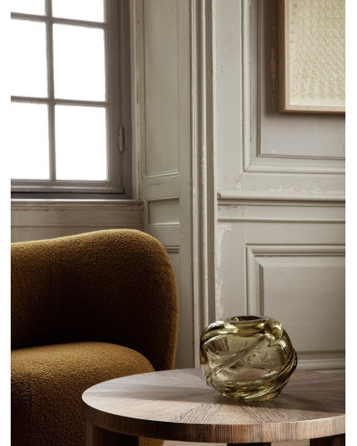 Water swirl vase round - recycled clear