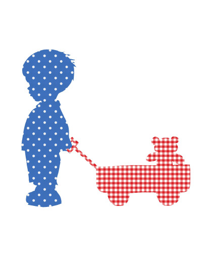 Boy with Car blue/red, looking to the left