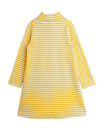 Stripe Ribbed Long Sleeve Dress - yellow