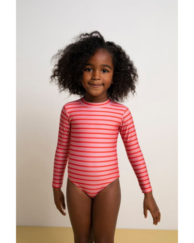 Swimsuit Longsleeve Stripe Pomegranate