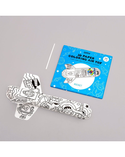 3D Paper Coloring Air toy Rocket