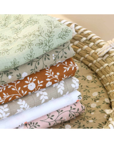 Muslin Cloth Set of 2 Leaves sage
