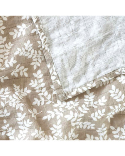 Muslin Cloth Set of 2 Leaves taupe