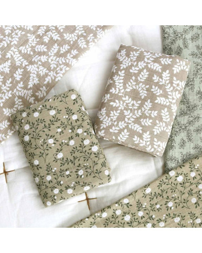 Muslin Cloth XL Leaves - Taupe