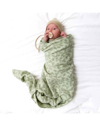 Muslin Cloth XL Leaves - Sage