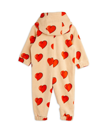 Hearts Fleece Onesie - beige