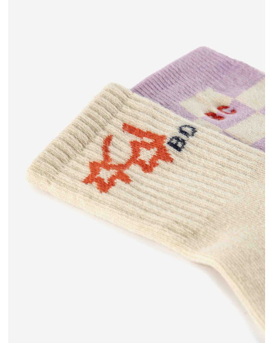 Checkered and Stars Glasses long baby socks pack