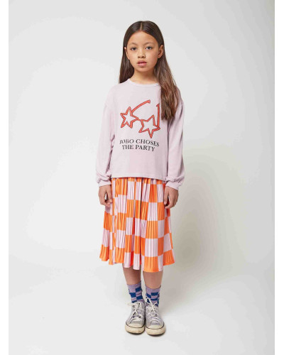 Checkerboard pleated midi skirt