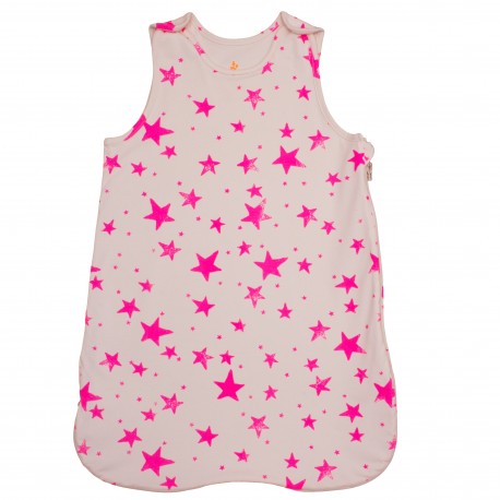 Sleeping bag Neon pink stars 