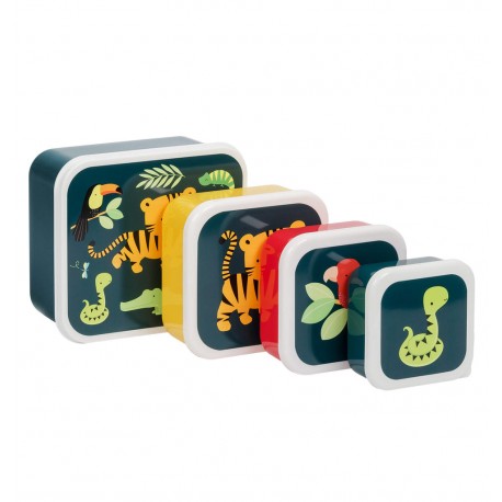 Lunch and  Snack Box Set of 4 - jungle tiger