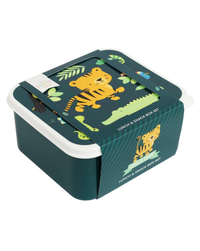 Lunch and  Snack Box Set of 4 - jungle tiger