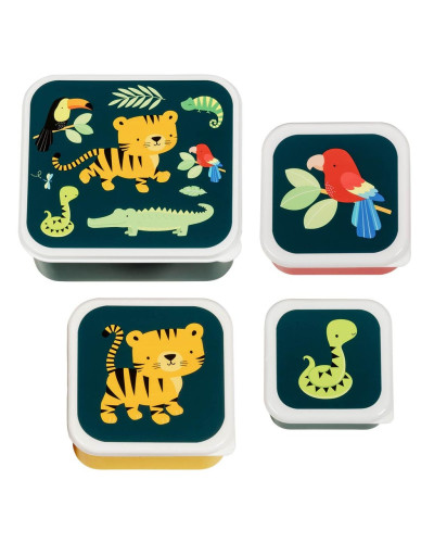 Lunch and  Snack Box Set of 4 - jungle tiger