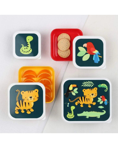 Lunch and  Snack Box Set of 4 - jungle tiger