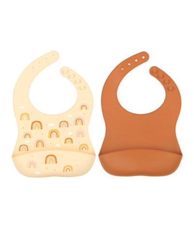 Silicone Bib Set of 2 - Rainbows