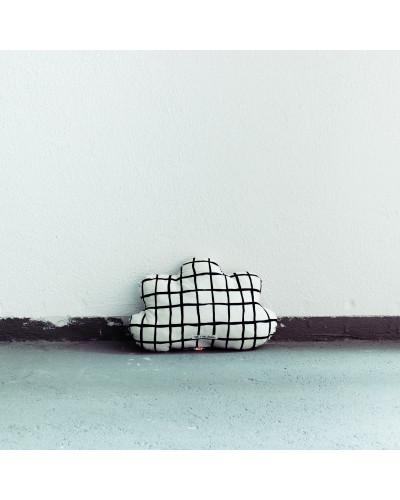 Cloud pillow small black grid