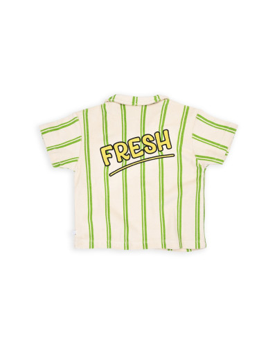 Stripes green - loose fit polo with embroidery