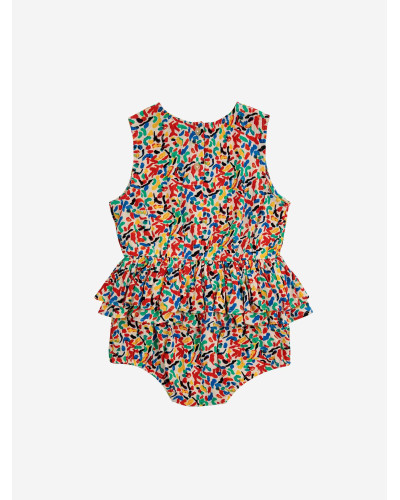 Baby Confetti all over ruffle woven romper