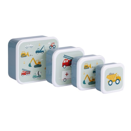 Lunch and  Snack Box Set of 4 - vehicles
