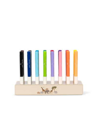 Marker in wooden block 24pcs - Safari