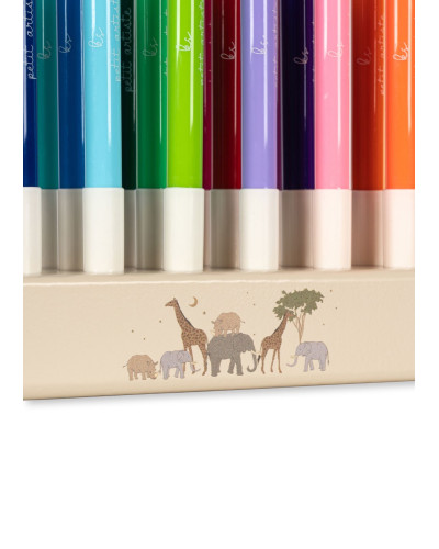 Marker in wooden block 24pcs - Safari