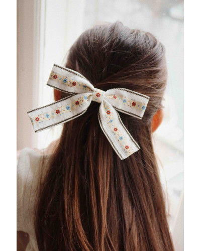 Ribbon bowie hair clip - beige