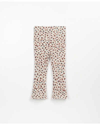 Printed rib leggings with wide leg