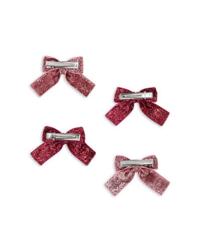 4 pack Glitter bow hair clips