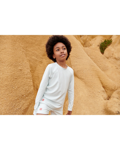 Noah swim tee seersucker - Pure sky