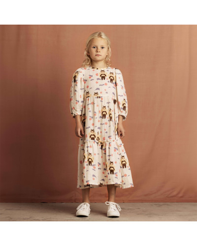 Muslin bee woven puff sleeve dress