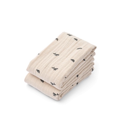 Lewis Muslin Cloth- Mini whale - 2pack