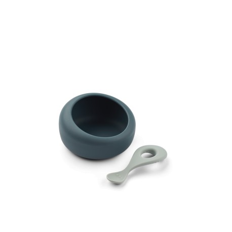 Sparia bowl with spoon - Whale blue