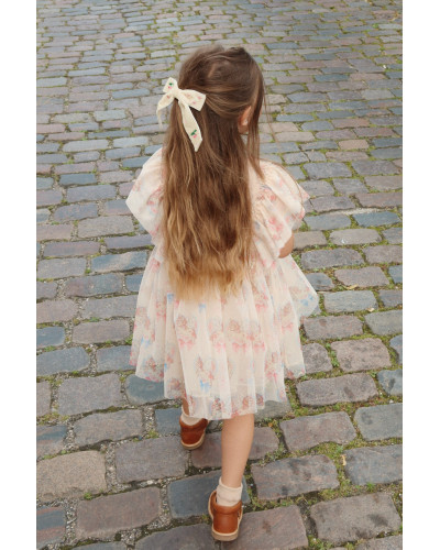 Velvet bow pearly hair clip