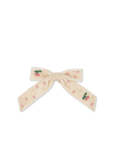 Velvet bow pearly hair clip