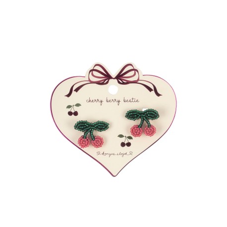 2 pack pearly hair clips - cherry