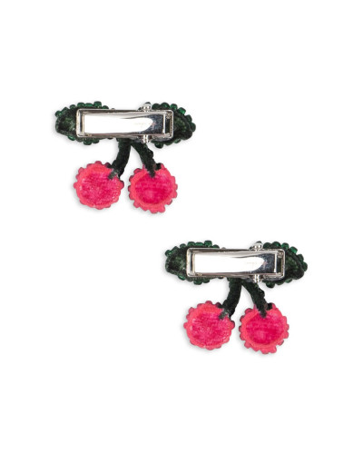 2 pack pearly hair clips - cherry