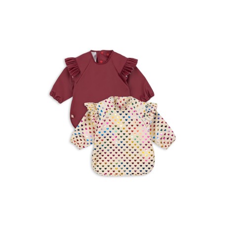 2 Pack Long sleeve Dinner  bib - coeur glitter